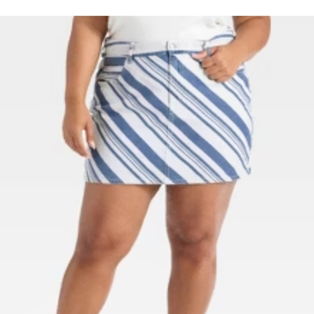 Striped Blue and White Women's Skirt